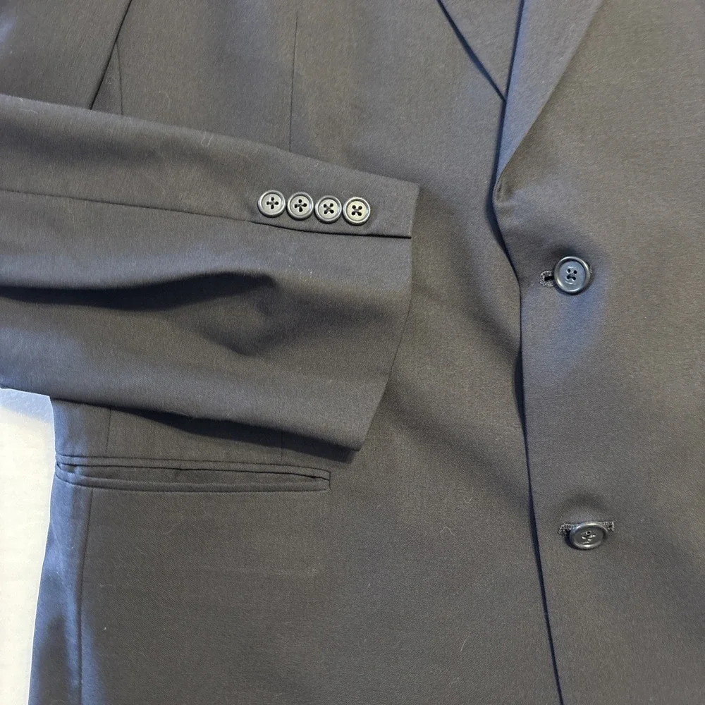 Hart Schaffner Marx Blazer Mens 46XL 100% Wool 2-Button Navy Blue Woven USA
